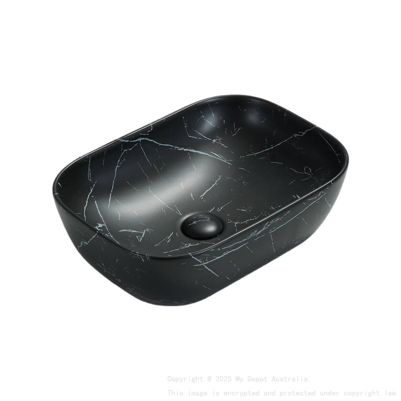 460*325*137mm Matt Marble Black Ellips Fine Ceramic Above Counter Basins Non Overflow 32mm Waste