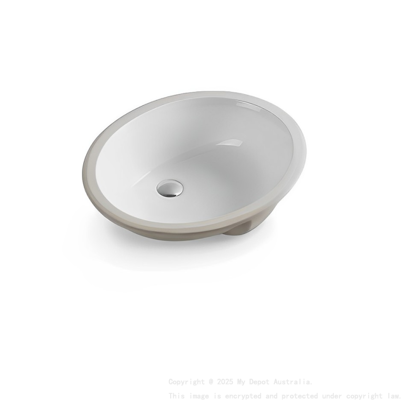 460*393*200mm Gloss White Elipps Fine Ceramic Under Counter BasinWith Overflow 32mm Waste