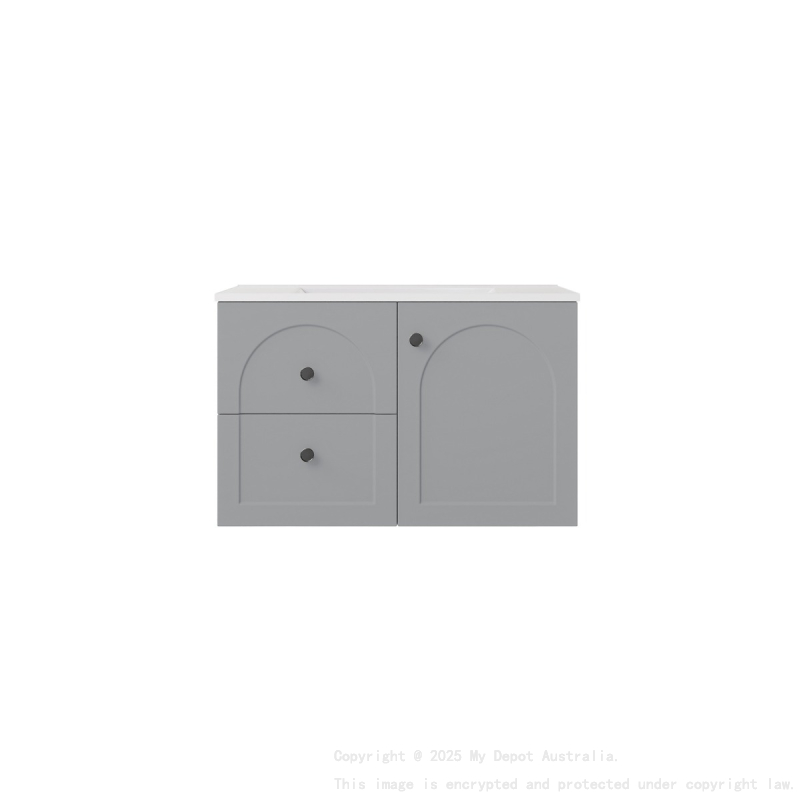 740*455*470mm Matte Grey Chester Federation Wall Hung PVC Cabinet,Left Hand Drawers