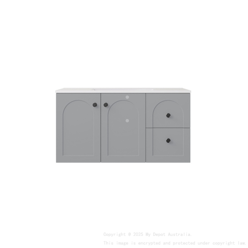 890*455*470mm Matte Grey Chester Federation Wall Hung PVC Cabinet,Right Hand Drawers