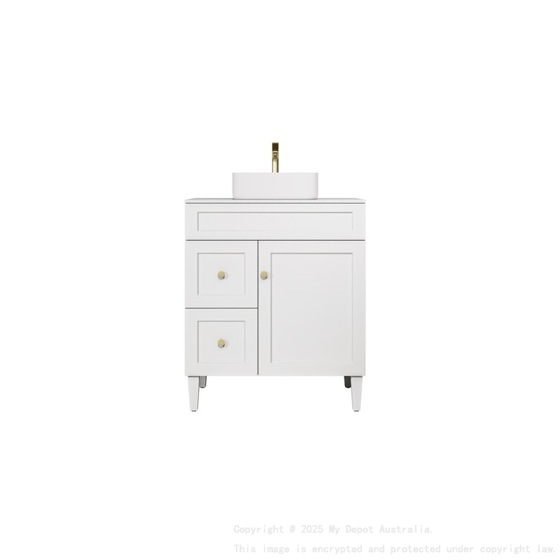 740X455X860mm Matte White Harold Federation Free Standing PVC Cabinet Left Hand Drawers