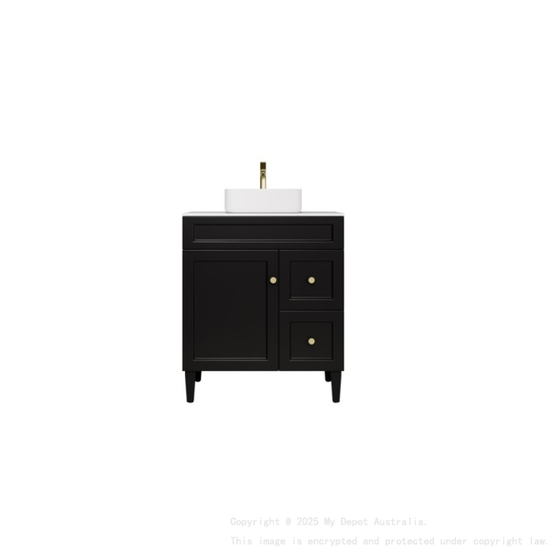 740X455X860 Matte Black Harold Federation Free Standing PVC Cabinet Right Hand Drawers