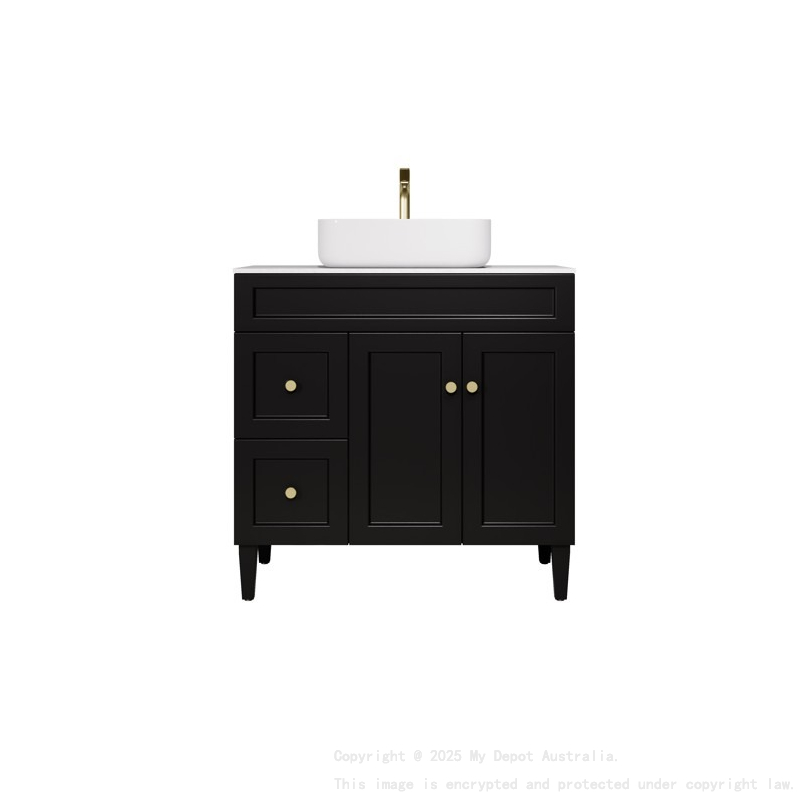 890X455X860 Matte Black Harold Federation Free Standing PVC Cabinet Left Hand Drawers