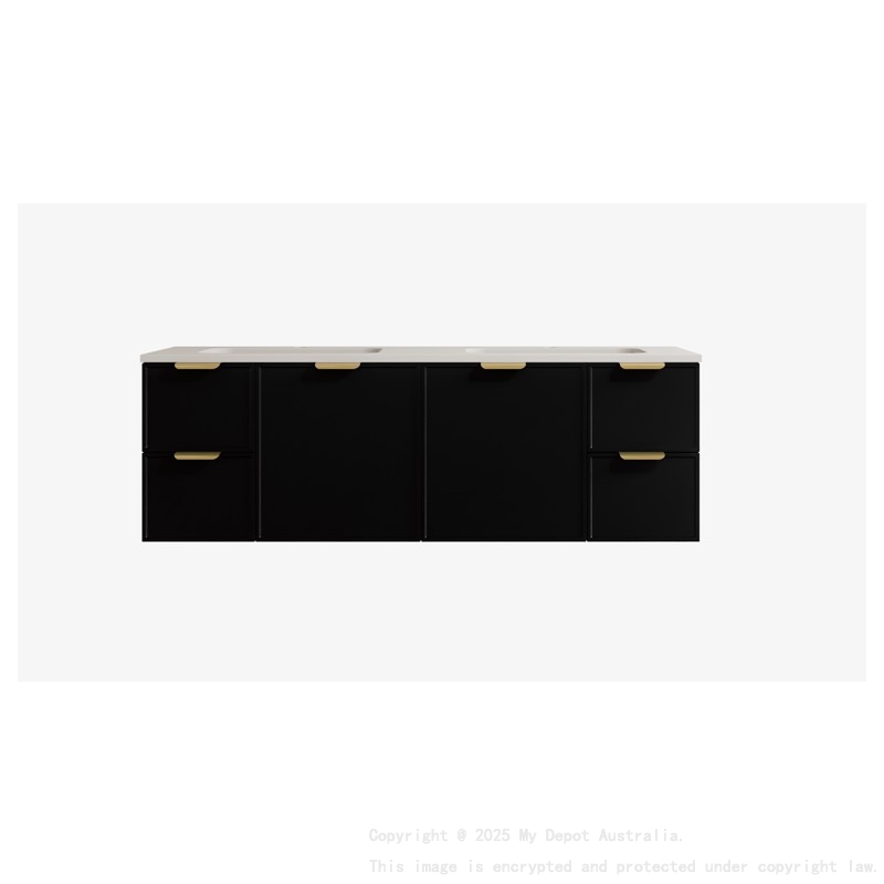 1490*455*560mm Matte Black Madura Federation Wall Hung PVC Cabinet