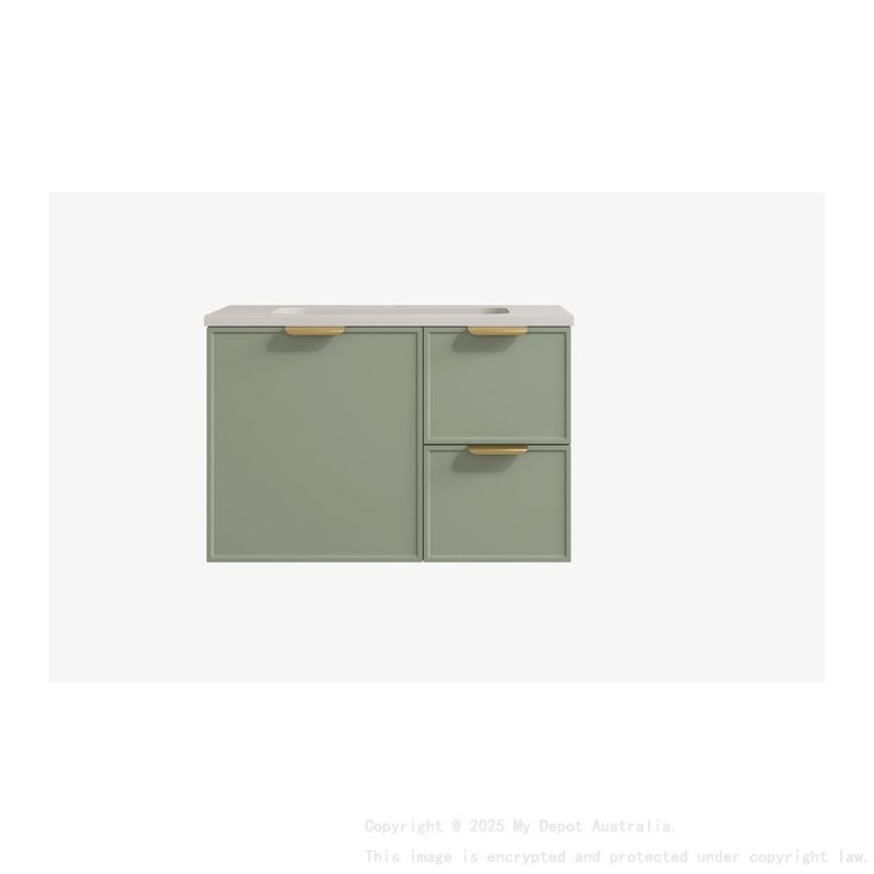 740*455*560mm Olive Green Madura Federation Wall Hung PVC Cabinet Right Hand Drawers