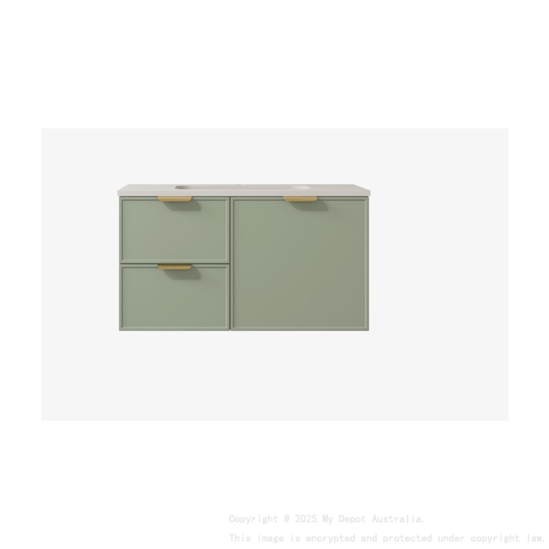 890*455*560mm Olive Green Madura Federation Wall Hung PVC Cabinet Left Hand Drawers