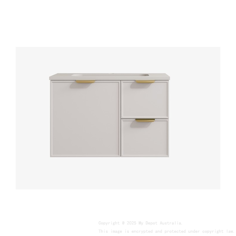 740*455*560mm Matte White Madura Federation Wall Hung PVC Cabinet Right Hand Drawers