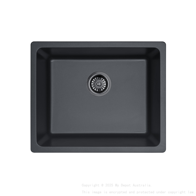 Size:550*450*235mm Bowl:499X399X235mm Matte Black Crete Granite Sink Single Bowl
