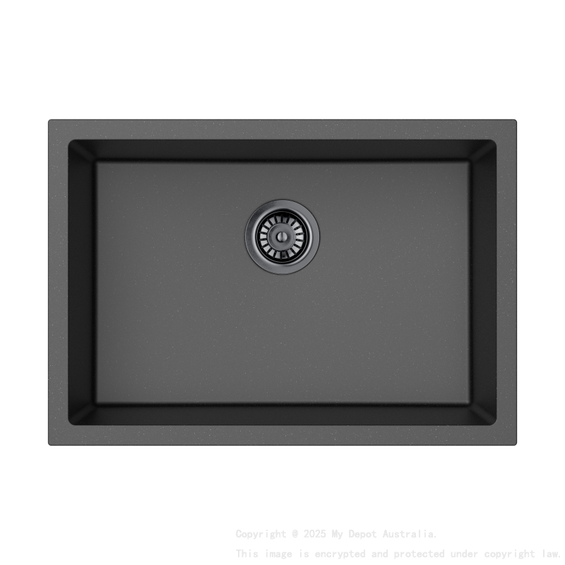 Size:660*460*225mm Bowl:397X598X225mm Matte Black Crete Granite Sink Single Bowl