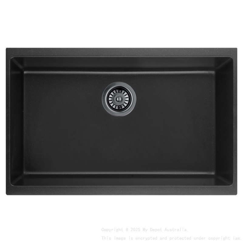 Size:730*460*207mm Bowl:398X698X207mm Matte Black Crete Granite Sink Single Bowl