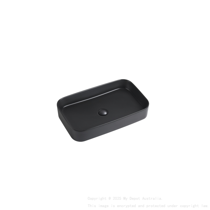 500*370*110mm Matte Black Kliff Fine Ceramic Above Counter Basin No Overflow 32mm Waste