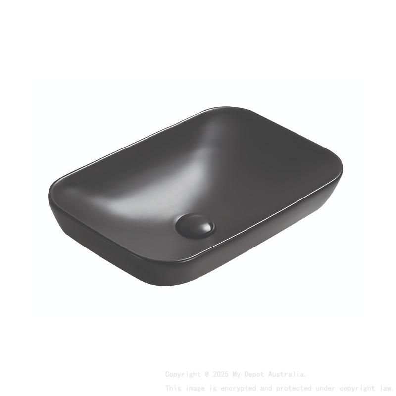 520*340*150mm Matt Black Kliff Fine Ceramic Insert Basin No Oerflow
