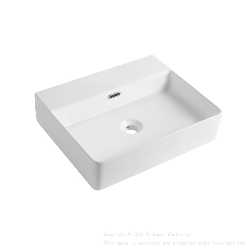 427*417*125mm Gloss White Kliff Fine Ceramic Wall Hung/Above Counter Basin Tap Hole With Overflow 32mm Waste No Tap Hole