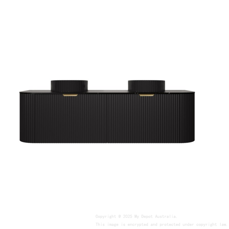 1490X455X470mm Matte Black Agena Modern Fluted Wall Hung Vanity PVC Cabinet