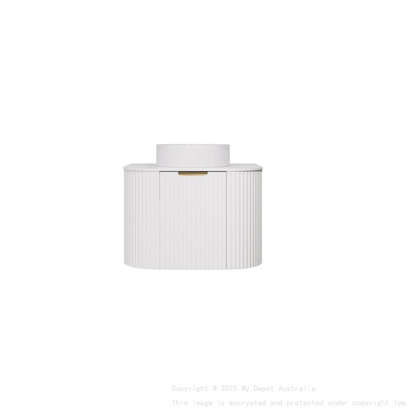 590X455X470mm Matte White Agena Modern Fluted Wall Hung Vanity PVC Cabinet