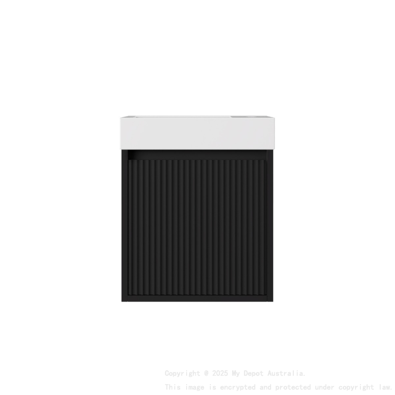 450x255x480mm Matte Black Crete Mini Wall Hung PVC Cabinet