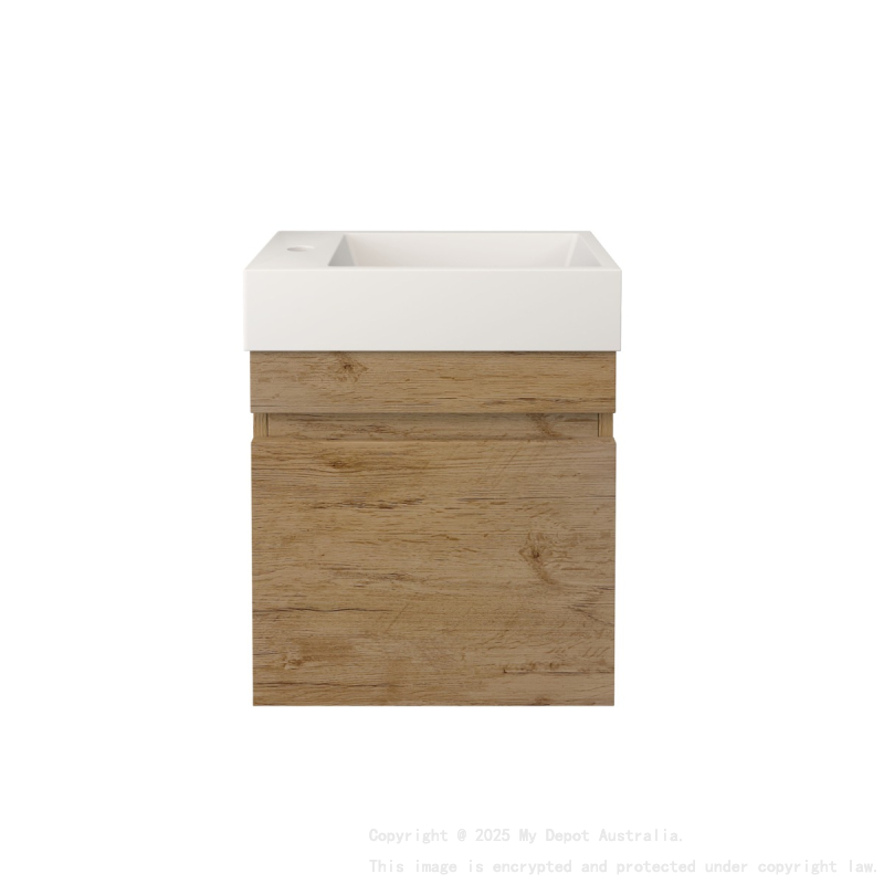 420X250X500mm Camden Modern Wall Hung Cabinet Prime Oak Soft Closing Finger Pull Doors