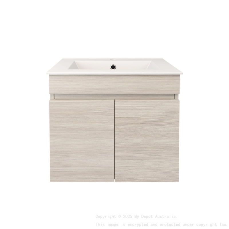 590X370X500mm Camden Modern Wall Hung Cabinet Coastal Oak Soft Closing Finger Pull Doors