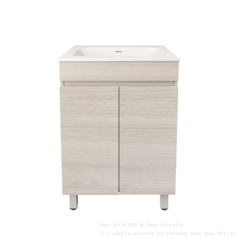 590X455X710mm Camden Modern Free Standing Cabinet Coastal Oak Soft Closing Finger Pull Doors