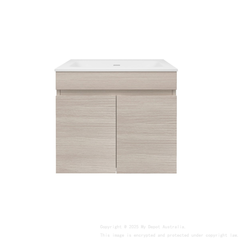 590X455X500mm Camden Mordern Wall Hung Cabinet Coastal Oak Soft Closing Finger Pull Doors