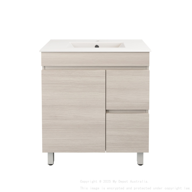 740X355X710mm Camden Modern Free Standing Cabinet Coastal Oak Soft Closing Finger Pull Door Right Hand Drawers