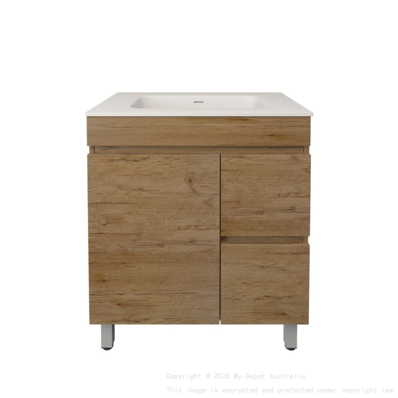 740X455X710mm Camden Modern Free Standing Cabinet Prime Oak Soft Closing Finger Pull Door Right Hand Drawers