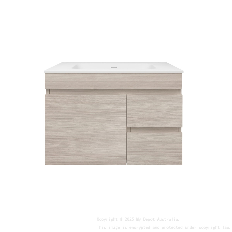 740X455X500mm Camden Mordern Wall Hung Cabinet Coastal Oak Soft Closing Finger Pull Door Right Hand Drawers