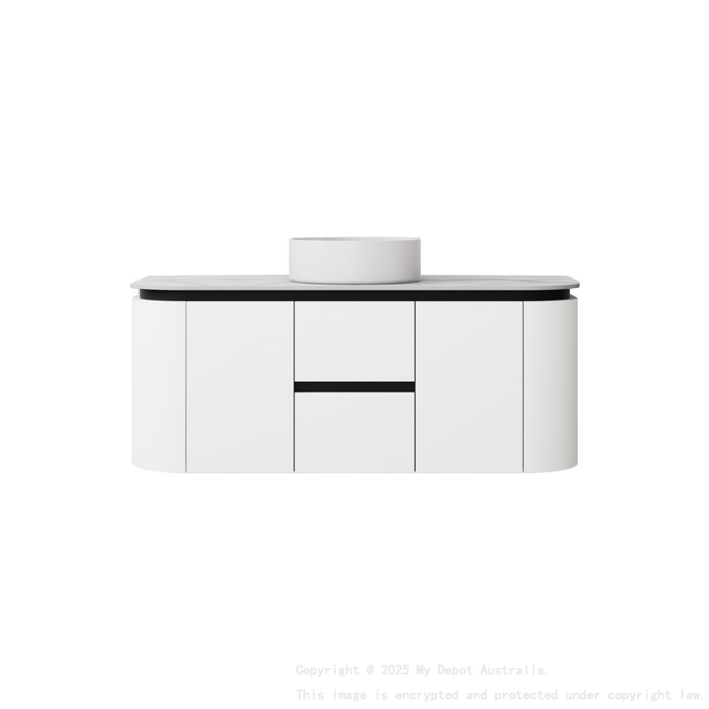 1190X455X470mm Matte Black And White Devito Modern Wall Hung Vanity PVC Cabinet