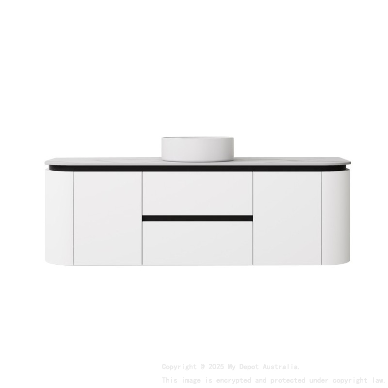 1490X455X470mm Matte Black And White Devito Modern Wall Hung Vanity PVC Cabinet