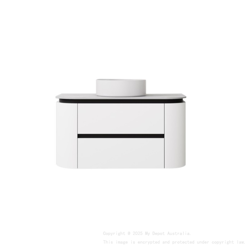 890X455X470mm Matte Black And White Devito Modern Wall Hung Vanity PVC Cabinet