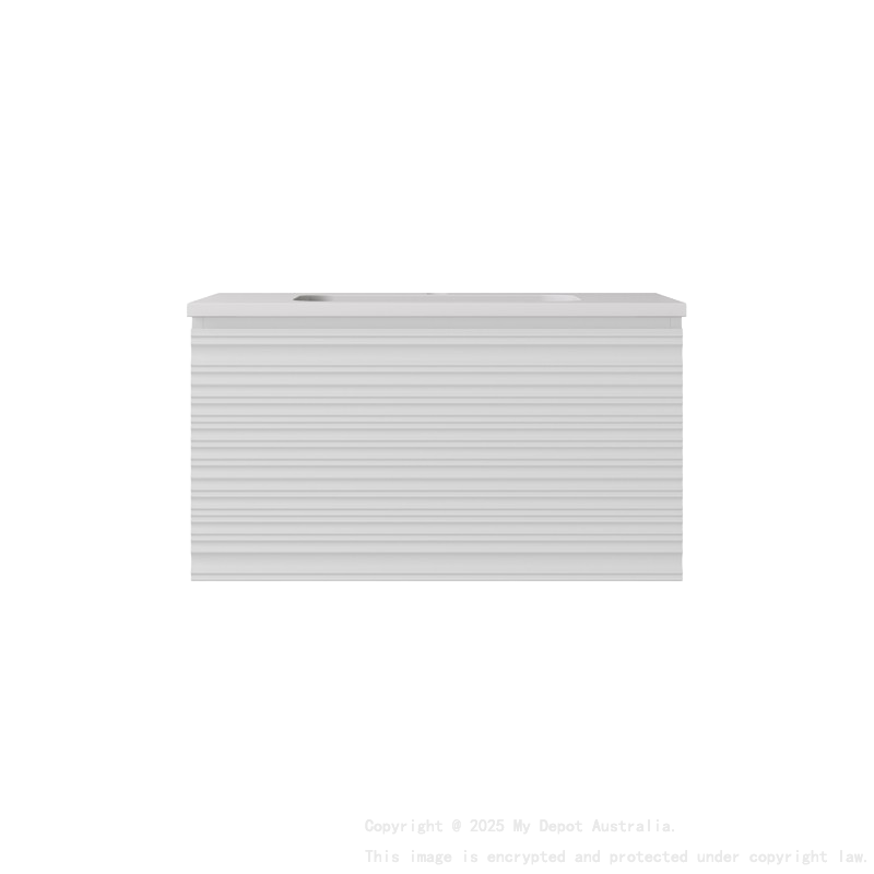 740x455x400mm Matte White Sedona Modern Fluted Wall Hung PVC Cabinet Left Hand Drawers