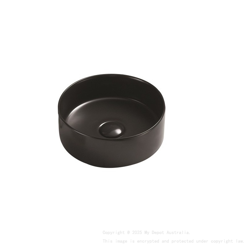 300*300*105mm Matte Black Olley Fine Ceramic Above Counter Basin No Overflow 32mm Waste