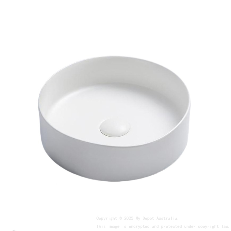 350*350*110mm Matte White Olley Fine Ceramic Above Counter Basin No Overflow 32mm Waste