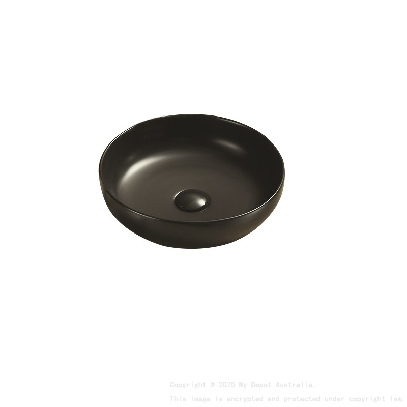 377*377*110mm Matte Black Oban Fine Ceramic Above Counter Basins No Overflow 32mm Waste