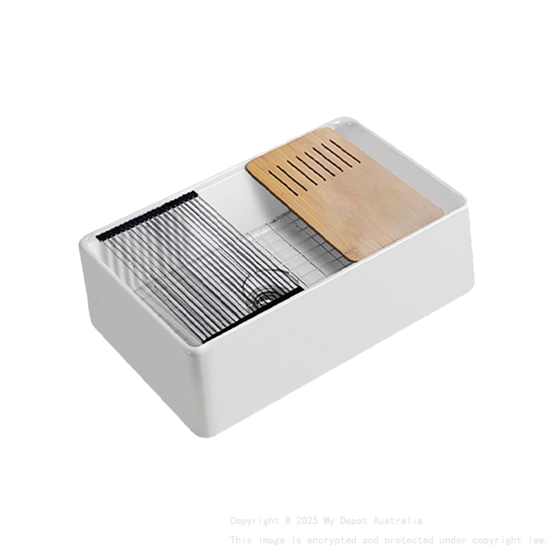 Size:835*508*255mm Gloss White Orta Fine Fireclay Farmhouse Sink With Work Station Doulle Bowl Grid Waste Rolling Mat And Bamboo Cutting Board Included