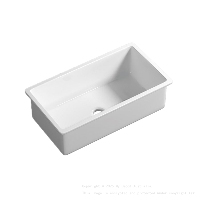 Size:813*483*254mm Gloss White Procida Fine Fireclay Inset/Undermount Sink Single Bowl Grid And Waste Included