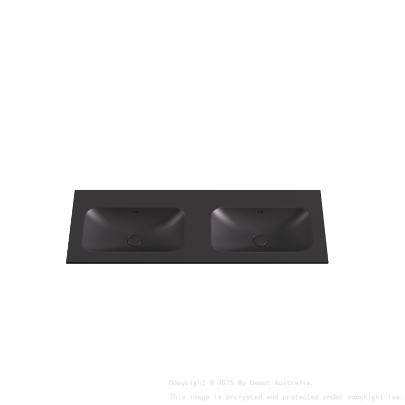 1205X465X145 Matte Black Chasey Solid Surface Stone Basin Double Bowl