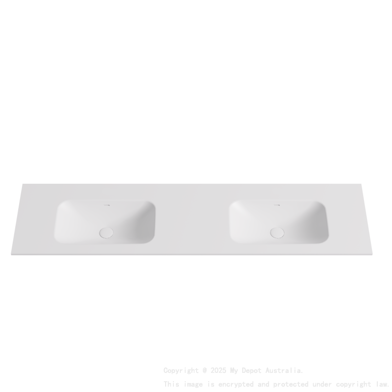 1805X465X145 Gloss White Chasey Solid Surface Stone Basin Double Bowl