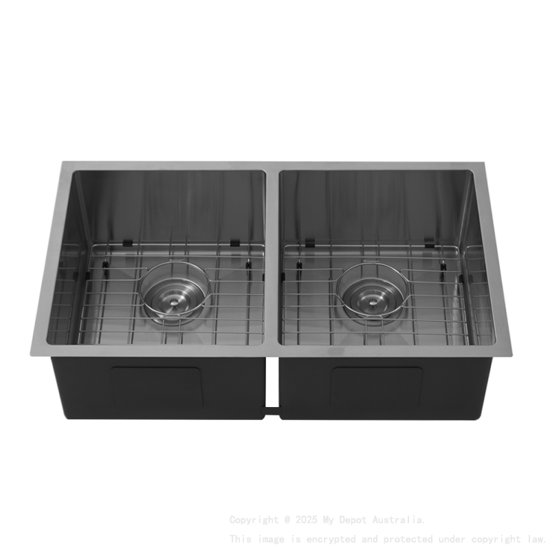 Bowl Size:350X400X230mm Overall Size:775X450X230mm Brushed Gold Kliff Hand Made Stainless Steel Sinks