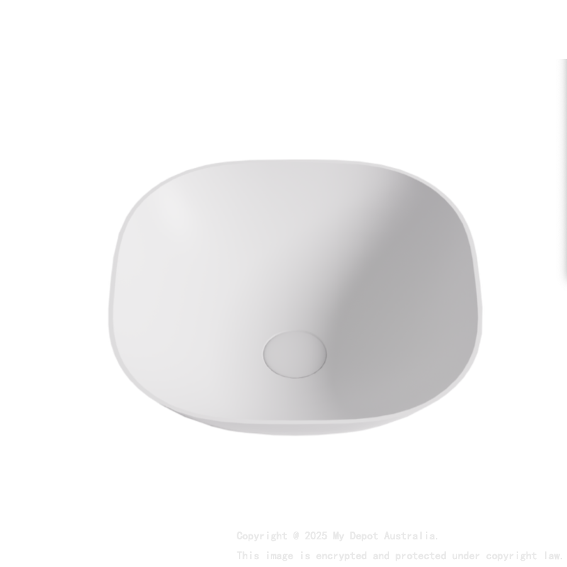 400*400*140mm Matt White Perry Solid Surface Stone Above Counter Basin 32mm Waste