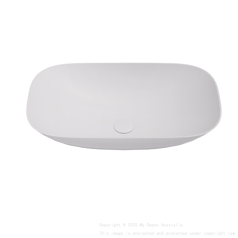 630*360*150mm Matt White Perry Solid Surface Stone Above Counter Basin 32mm Waste