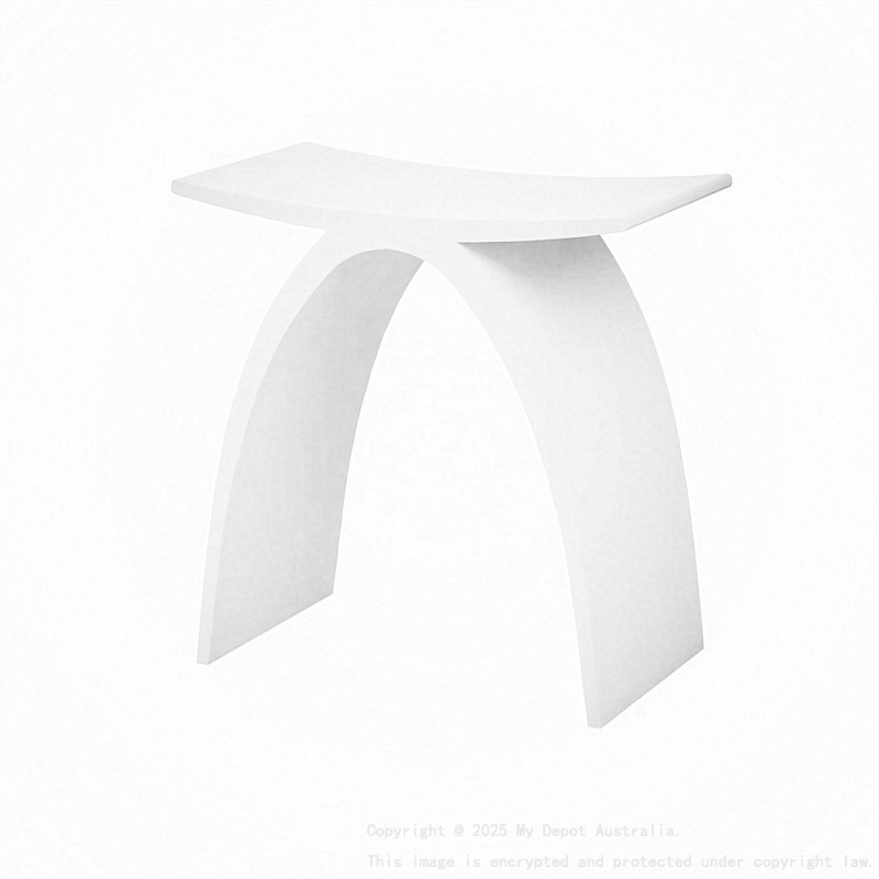 420X235X430mm Matt White Perry Solid Surface Stone Bath Stool