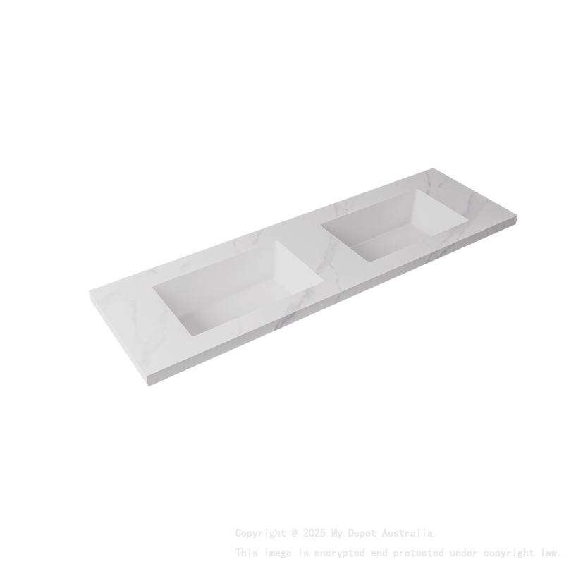 1500x460x190mmCarrara White Sintered Stone Seamlessjoined With Fine Ceramic Basin Double Bowl No Tap Hole