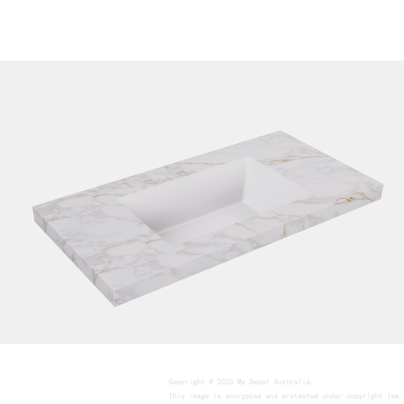 1505X465X50mm Carrara Gold Sintered Stone Semless Joined With Fine Ceramic Basin Stone Single Bowl No Tap Hole