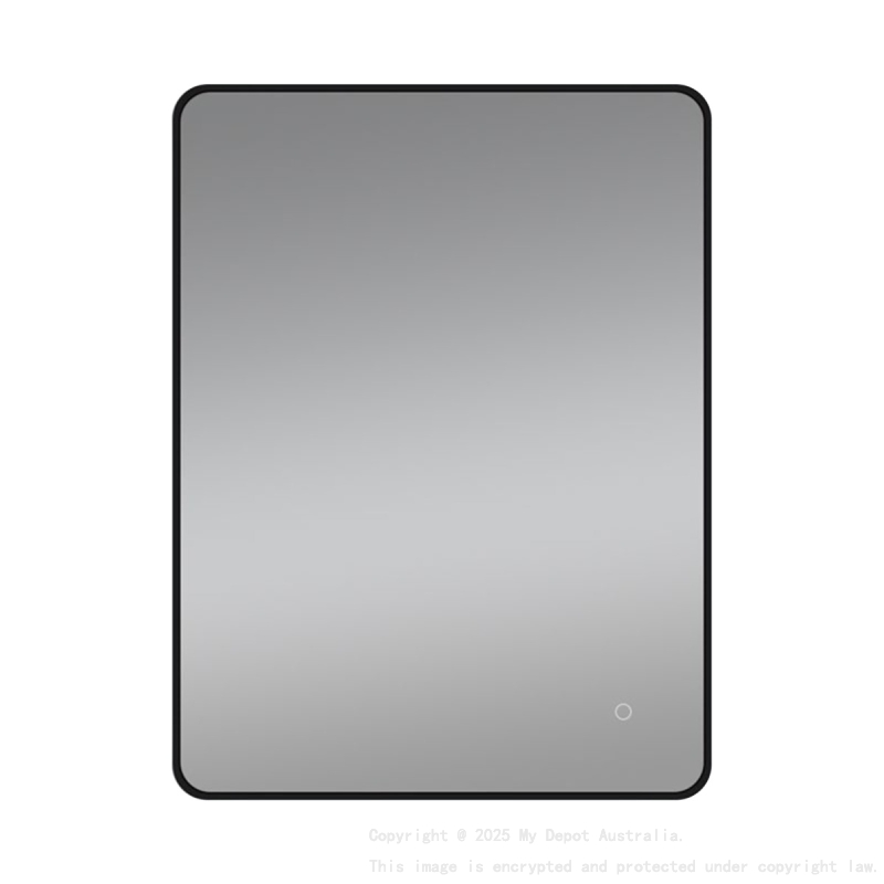 810*610mm Matte Black Aluminum Framed Curved Rim Rectangle 3 Color Lighting Backlit LED Mirror Touch Sensor Switch Wall Mounted Vertical or Horizontal