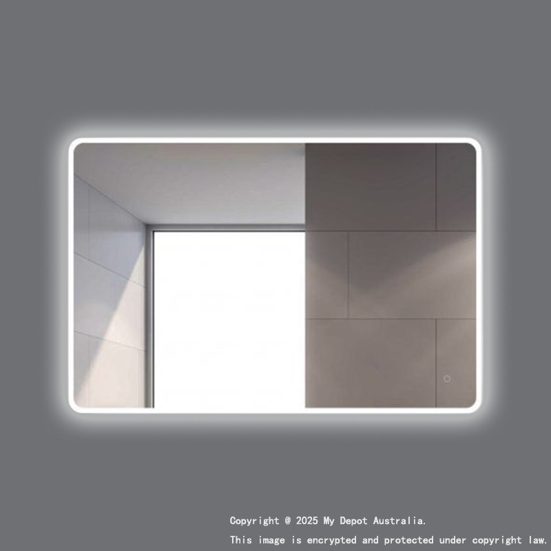 1200*800mm Curved Rim Rectangle 3 Color Lighting Acrylic LED Mirror Touch Sensor Switch Wall Mounted Vertical or Horizontal