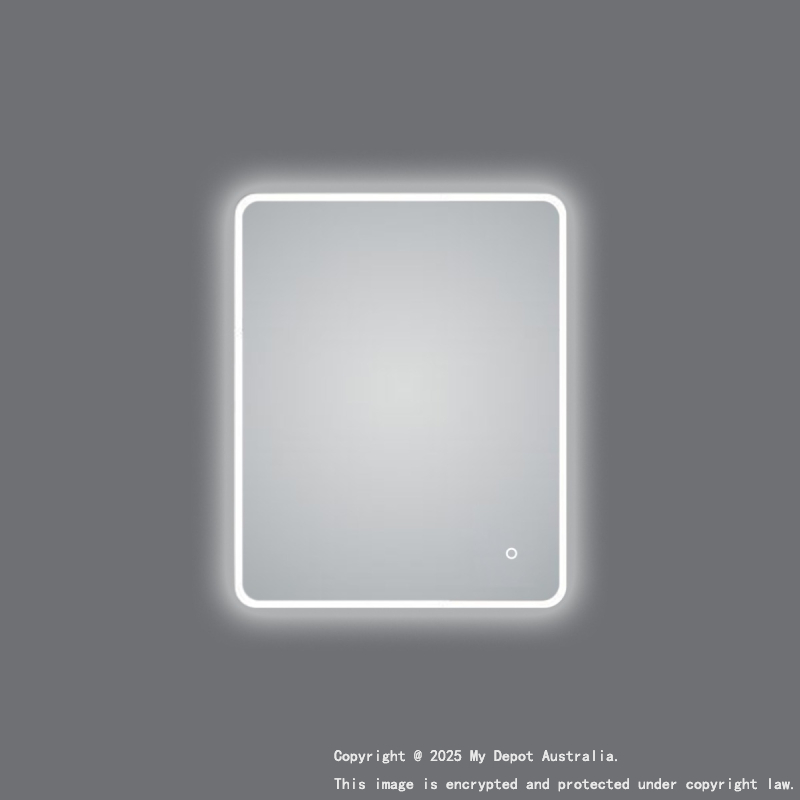 600*750mm Curved Rim Rectangle 3 Color Lighting Acrylic LED Mirror Touch Sensor Switch Wall Mounted Vertical or Horizontal