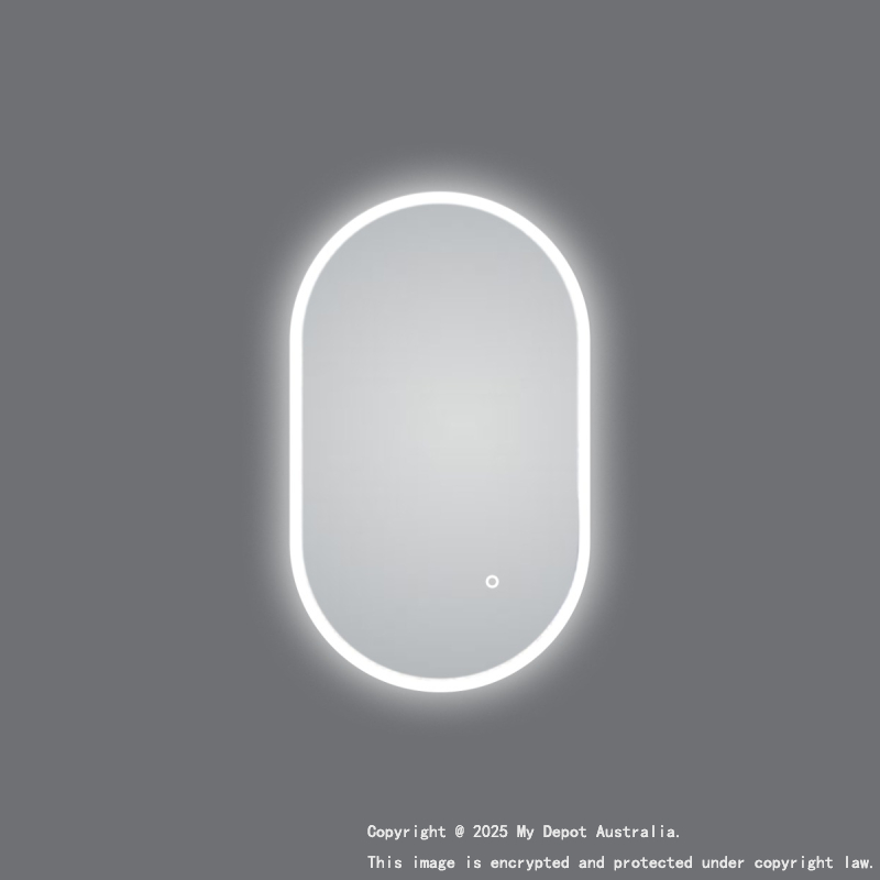 450*750mm Oval 3 Color Lighting Acrylic LED Mirror Touch Sensor Switch Defogger Pad Wall Mounted
