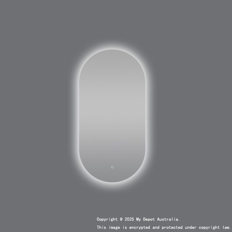 600*900mm Oval 3 Color Lighting Acrylic LED Mirror Touch Sensor Switch Defogger Pad Wall Mounted