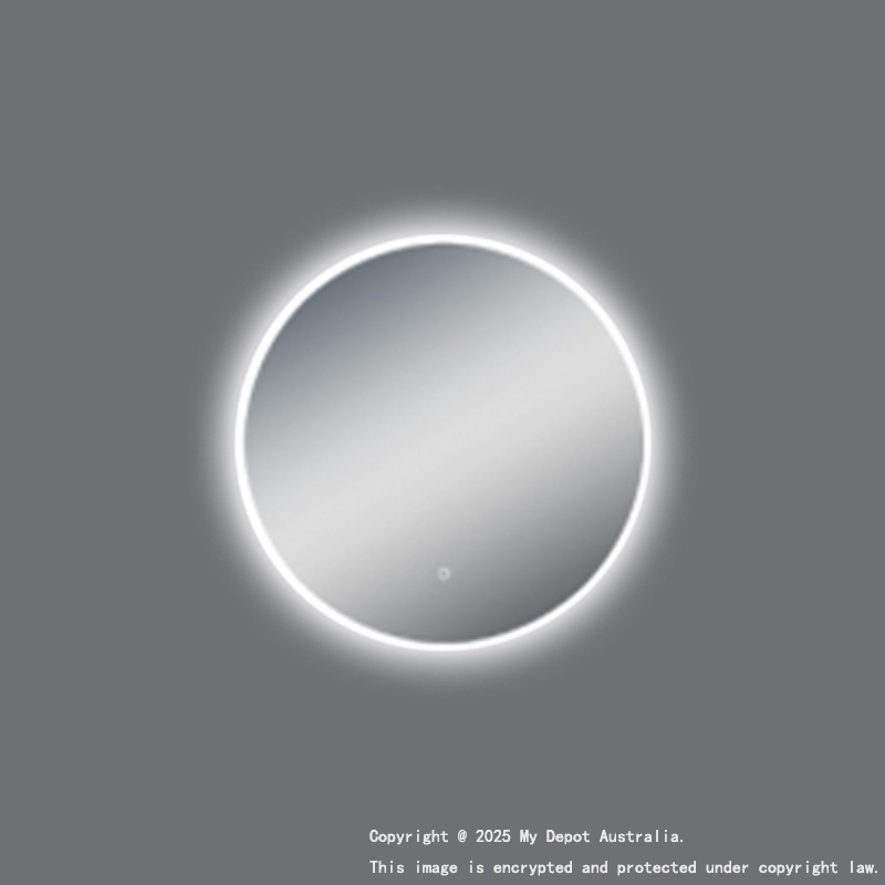 600mm Round 3 Color Lighting Acrylic LED Mirror Touch Sensor Switch Defogger Pad Wall Mounted